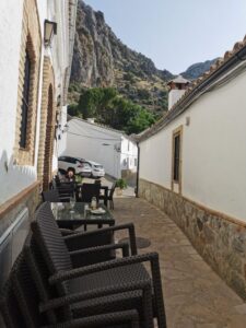 The narrow alleyway at the local hotel, La Posada, in Villaluenga del Rosario
