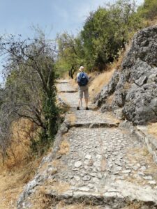 The stepped cobbled track towards the castle on the hill Zahara de la Sierra