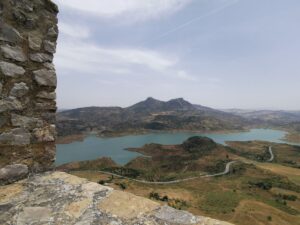 The view from the castle in Zahara de la Sierra towards El Tajo over the embalse