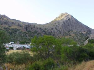Villaluenga Del Rosario and the Navazo Alto Mountain from the walkway to the Sima de Villaluenga walkway