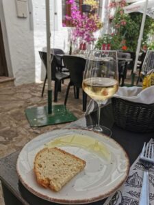 Wine, bread and olive oil at the Torreón Cafe & Copas Grazalema