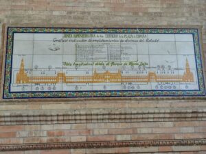 A longitudinal tiled map on the wall of the Plaza de España