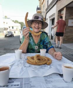 About to enjoy a piece of Churro with chocolate in Mairena del Alcor