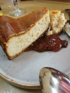 An amazing cheesecake desert at Taberna El Tabanco, Hotel Alcázar De La Reina, Carmona