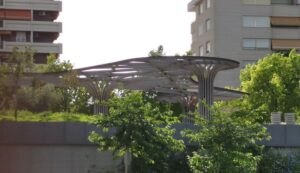 Sculptures in a park on the riverbank Seville
