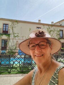 Teresa at the poolside at Hotel Alcázar De La Reina, Carmona