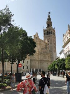 The Girlada and Seville cathedral seen from Plaza del Triunfo, Seville