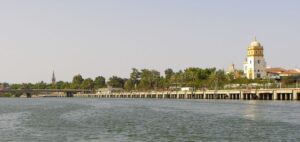 The Real Alcatráz, the Cathedral Giralda and the Puente de los Remedios on the Canal de Alfonso XIII Guadalquivir River