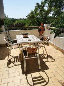 The breakfast balcony at Casa Mediterránea at our accommodation at Huerta La Cansina