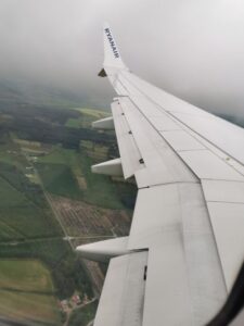 Coming out of the clouds over Ireland