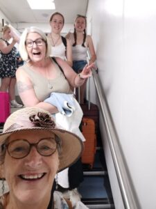 Excited to be boarding the flight