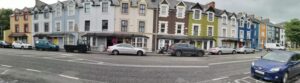 The coloured houses near the bus stop in Tralee