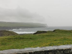 The turbulant skies and seas at the Cliffs of Moher when we arrived in the campervan