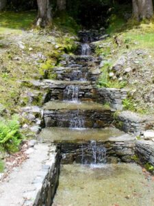 A pretty steeped stream on the walk to the church, coming of the mountain behind Kylemore Abbey