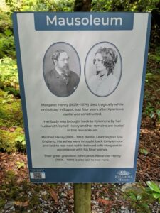 A sign near the mausoleum at Kylemore Abbey