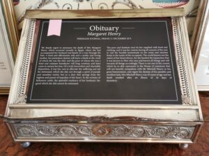 An obituary to Margaret Henry in Kylemore Abbey