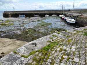 Bearna Harbour empty of water