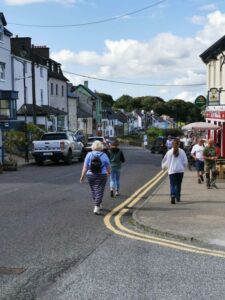 Dionee, Francesca and Matilda walking down the main street of Roundstone