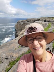 Teresa on the Cliffs in The Burren high above the ocean