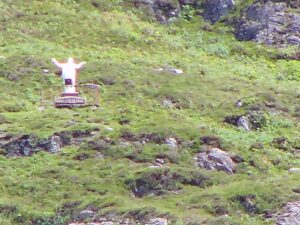 The Sacred Heart statue high in the hills above Kylemore Abbey