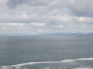 The hills across Galway Bay and the North Atlantic Ocean towards the area we will travel