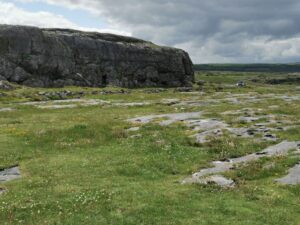 The rocks, the road and the cliffs in The Burren