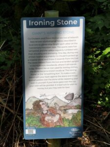 The sign at the ironing stone - giants stone Kylemore Abbey