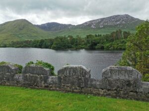 The view across the Pollacapall Lough from Kylemore Abbey