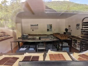 Through the window of the chocolate making room at Kylemore Abbey