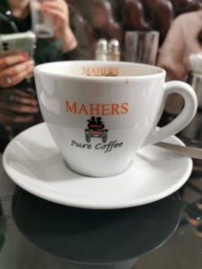 A great cup with a cute logo for coffee in the pub in Ballina