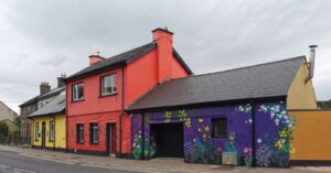 Coloured painted houses in Ballina near Killaloe