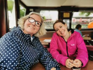 Dionee and Matilda on the boat on the Shannon River and Lough Derg, Killaloe