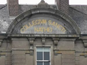 St Nathy's College logo above the entrance, Ballaghaderreen