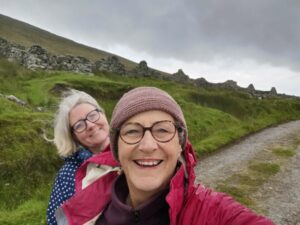 Teresa and Dionee at the Deserted Village, achill Island