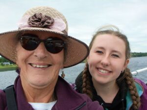 Teresa and Francesca on the boat on Lough Derg, Killaloe