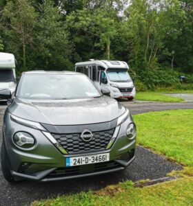 The hire car and campervan at Killarney Whitebridge Camping ground