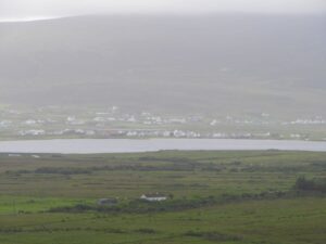 The misty mountains and Keel on Achill Island