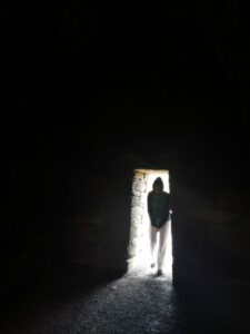 Francesca entering the door of Gallarus Oratory