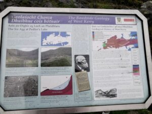 The information board at Conor Pass waterfall Lough Doon, Dingle Peninsula