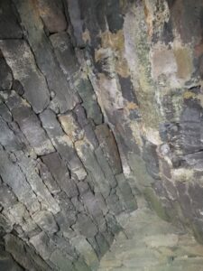 The inside of the roof of the Gallarus Oratory where the rocks hold each other together