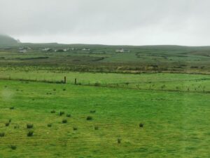 The view from 'An Bothar Hotel' towards the Atlantic Ocean at Brandon Creek