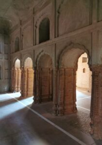 Light filters int the arches of Ramgarhia Bunga Golden Temple
