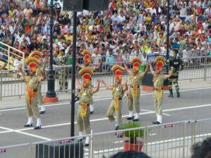 Soldiers showing strength at the border ceremony
