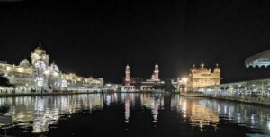 The Sri Harmandir Sahib, Golden Temple and the early morning light reflections