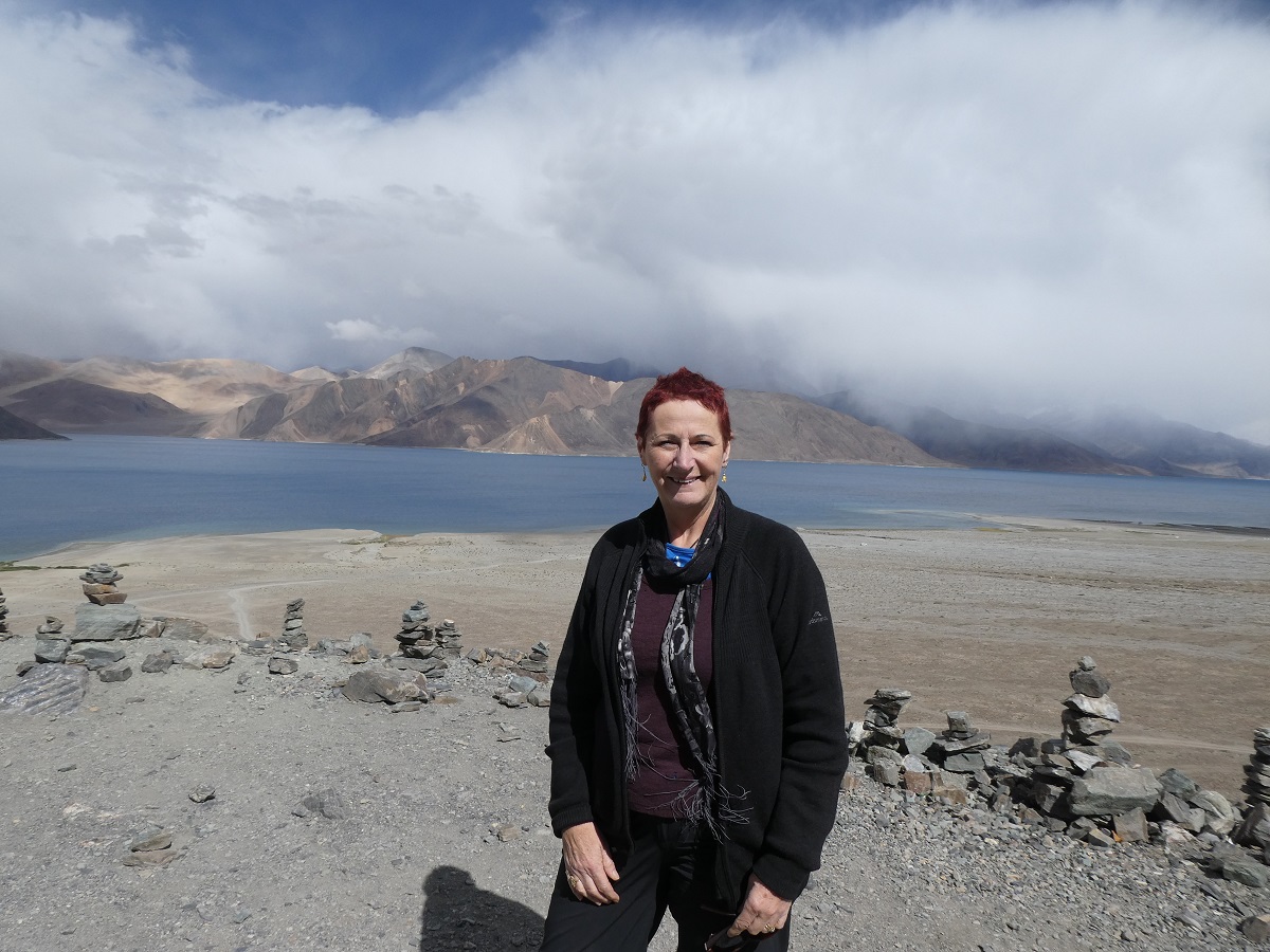 Posing at Pangong Tso