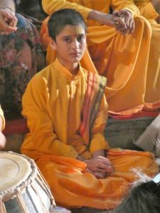 A young bramachari at the Ganges Aarti, Rishkiesh