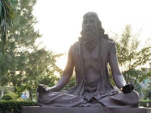 Author of the Yoga Sutra's Maharishi Patanjali statue outside the Ayurvedic hospital in Haridwar, India