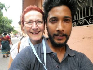 My turn with Kartik on the motor bike in Rishikesh