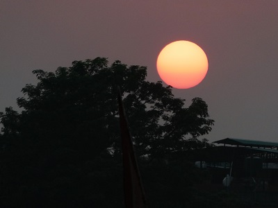 Rising moon in Rishikesh