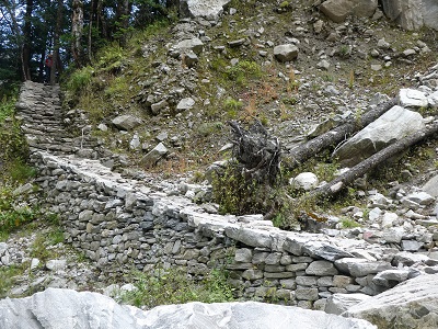 At the beginning of the new track into the Valley of the Flowers, Himalayan India